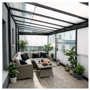 Plisségardin Balkong